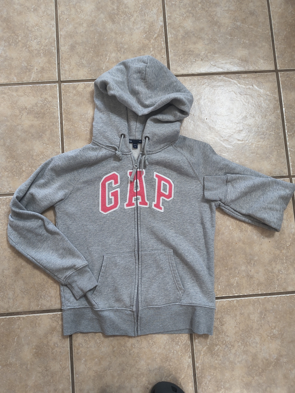 GAP Kids Light Gray Hoodie with Pink Logo